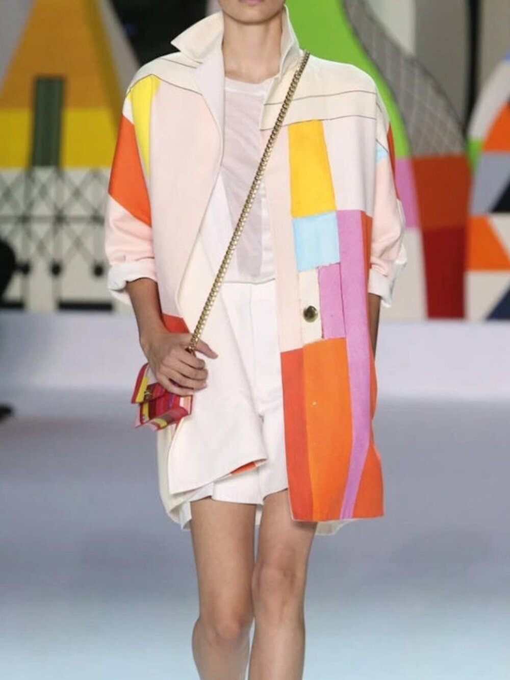 Akris Mural Print Coat SS 2018 Silk Cotton Multicolor Size US 12 NEW NWT